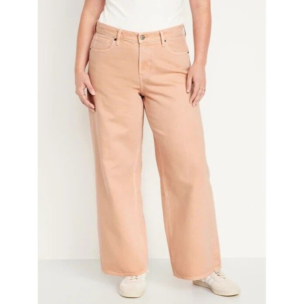 Old Navy NWT Size 20 Baggy Wide Leg Jeans High Rise Blush Pink Coastal Plus Size